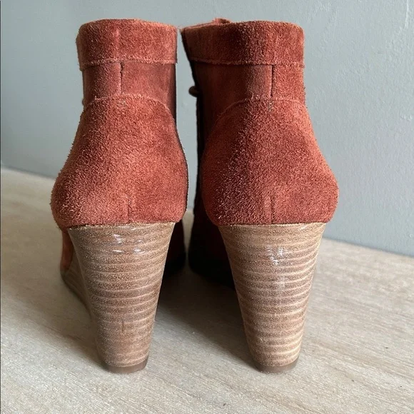Lucky brand wedge rust leather boho chic vintage style ankle boot women’s size 9 - Picture 5 of 8